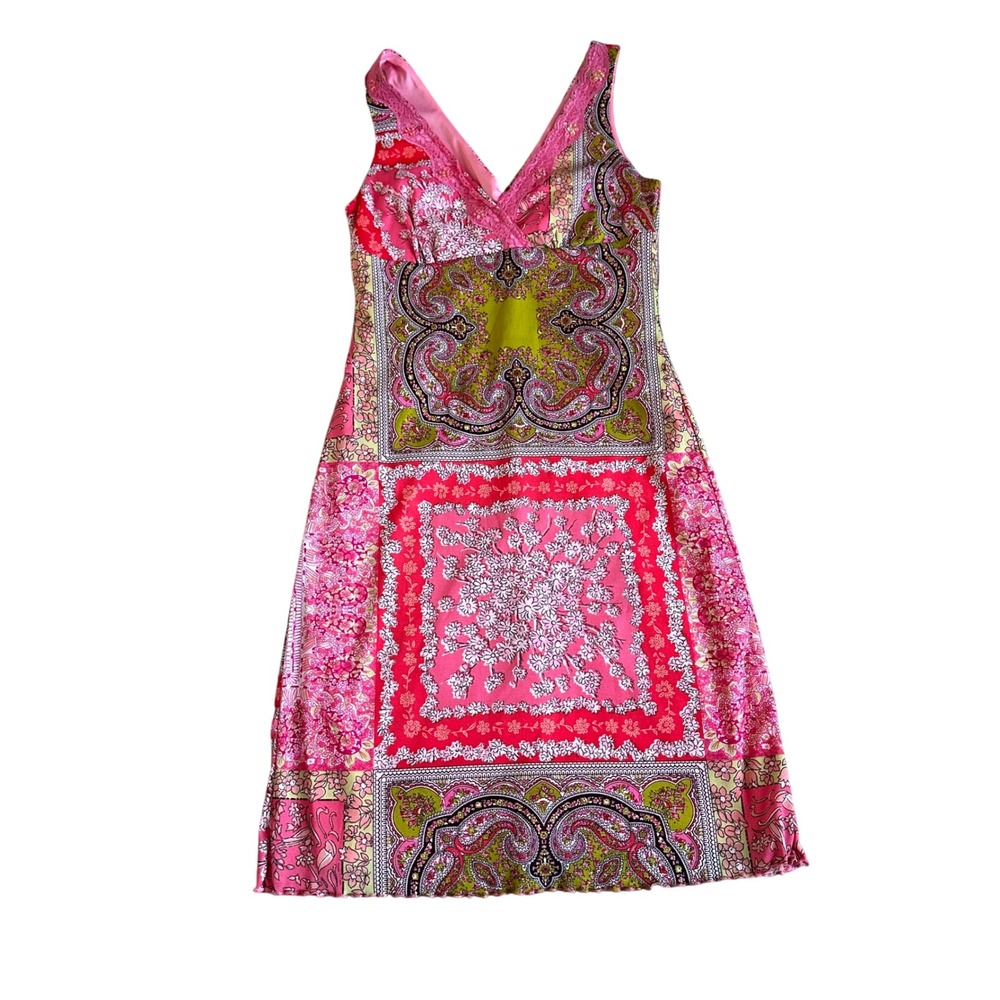 Y2K Xhilaration Patchwork Beaded Dress Womens S‎ Lace Paisley Floral Preppy